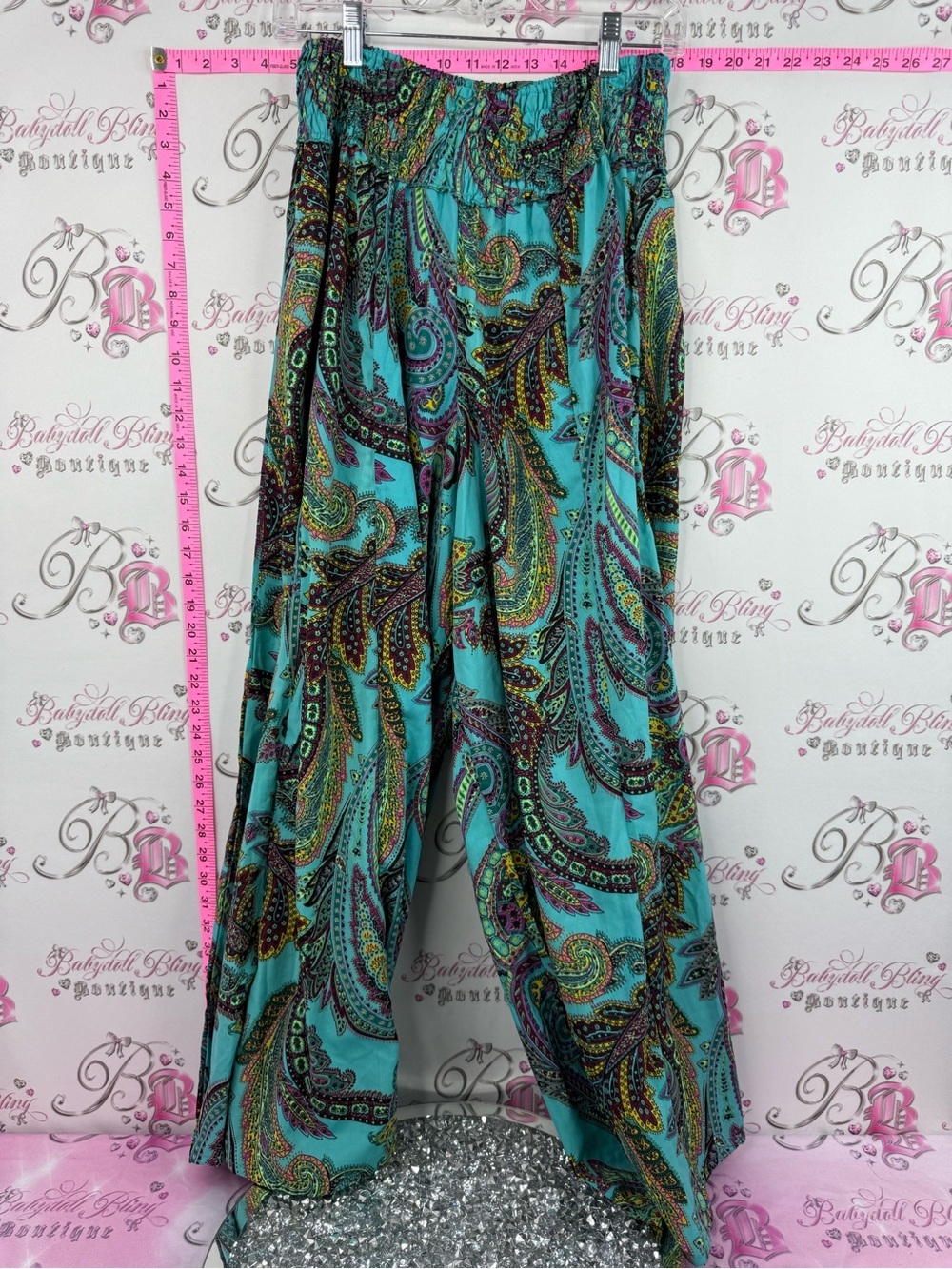 Tipsy Gypsy pants wide leg Turquoise Paisley Wide Leg Palazzo Pants